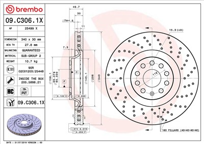 BREMBO 09.C306.1X EAN: 8020584237922.