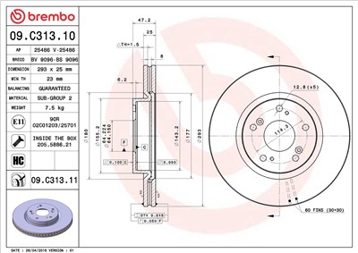 BREMBO 09.C313.11 EAN: 8020584221037.