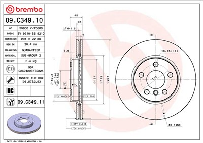 BREMBO 09.C349.11 EAN: 8020584225325.