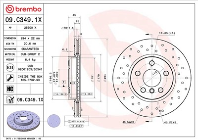 BREMBO 09.C349.1X EAN: 8020584322918.