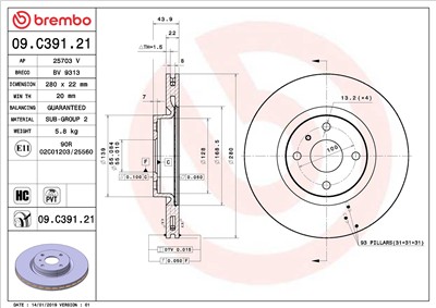 BREMBO 09.C391.21 EAN: 8020584231869.