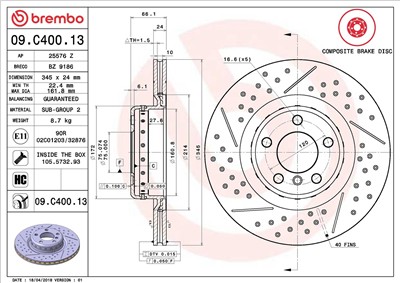BREMBO 09.C400.13 EAN: 8020584220061.