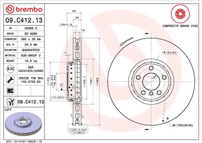 BREMBO 09.C412.13 EAN: 8020584223567.