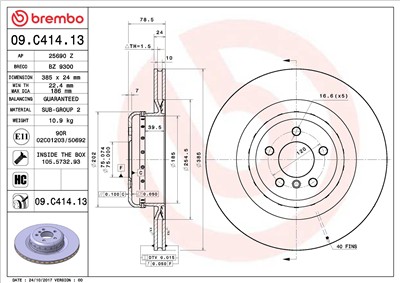 BREMBO 09.C414.13 EAN: 8020584224434.