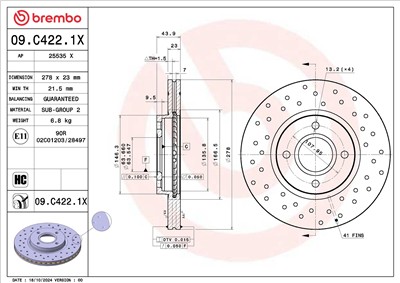 BREMBO 09.C422.1X EAN: 8020584341636.