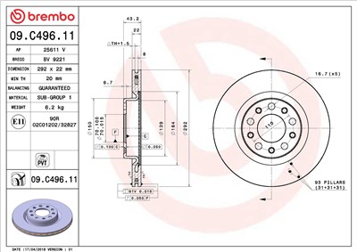BREMBO 09.C496.11 EAN: 8020584224342.