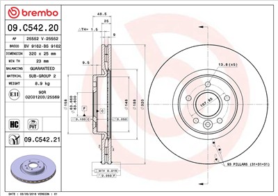 BREMBO 09.C542.21 EAN: 8020584221082.