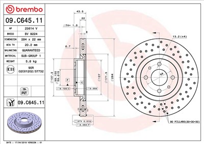BREMBO 09.C645.11 EAN: 8020584223741.
