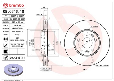 BREMBO 09.C646.11 EAN: 8020584227237.