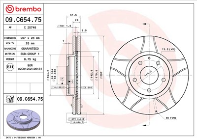 BREMBO 09.C654.75 EAN: 8020584310939.