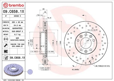 BREMBO 09.C658.1X EAN: 8020584323847.