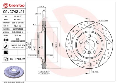 BREMBO 09.C743.21 EAN: 8020584312469.