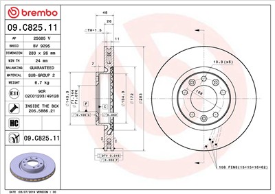 BREMBO 09.C825.11 EAN: 8020584311776.