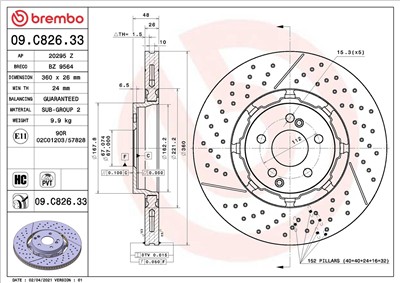 BREMBO 09.C826.33 EAN: 8020584316061.