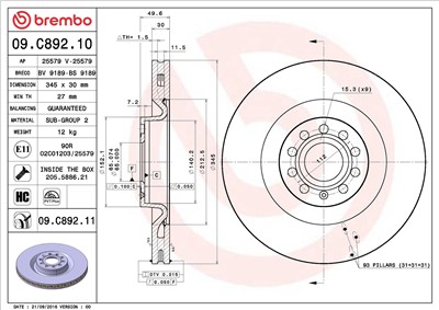 BREMBO 09.C892.11 EAN: 8020584228968.