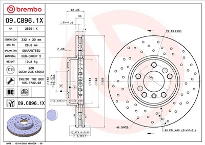 BREMBO 09.C896.1X EAN: 8020584343418.
