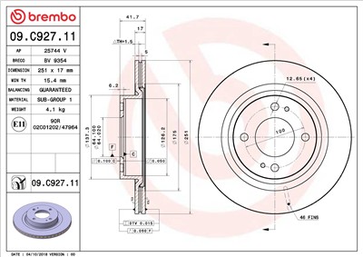 BREMBO 09.C927.11 EAN: 8020584236185.