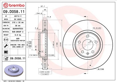BREMBO 09.D058.11 EAN: 8020584233986.