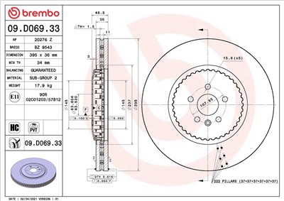 BREMBO 09.D069.33 EAN: 8020584316054.