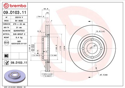 BREMBO 09.D103.11 EAN: 8020584317440.