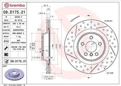 BREMBO 09.D175.21 EAN: 8020584328149.