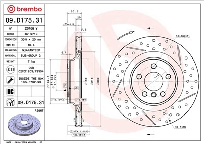 BREMBO 09.D175.31 EAN: 8020584328156.