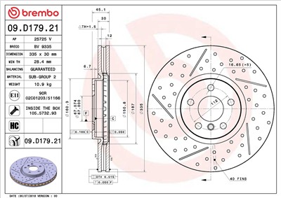 BREMBO 09.D179.21 EAN: 8020584235287.
