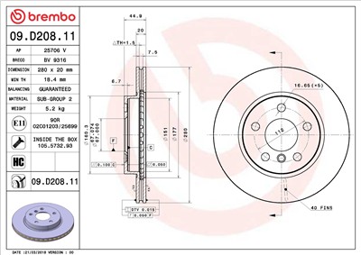 BREMBO 09.D208.11 EAN: 8020584232323.