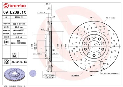 BREMBO 09.D209.1X EAN: 8020584322932.
