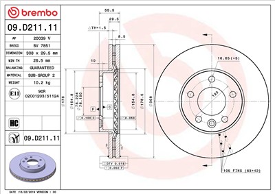 BREMBO 09.D211.11 EAN: 8020584312445.