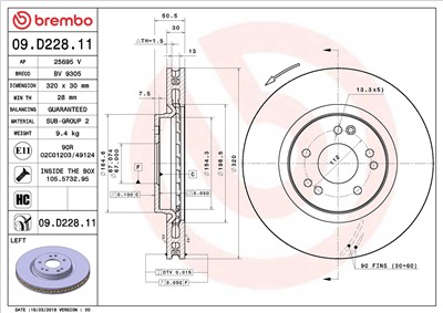 BREMBO 09.D228.11 EAN: 8020584232330.