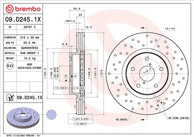 BREMBO 09.D245.1X EAN: 8020584322949.