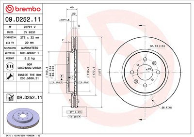BREMBO 09.D252.11 EAN: 8020584233825.