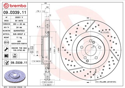 BREMBO 09.D339.11 EAN: 8020584310946.