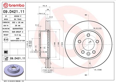 BREMBO 09.D421.11 EAN: 8020584310885.