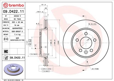 BREMBO 09.D422.11 EAN: 8020584310892.