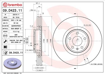 BREMBO 09.D423.11 EAN: 8020584315859.