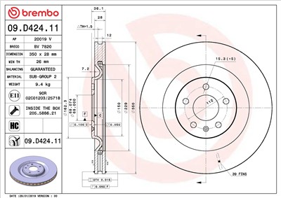 BREMBO 09.D424.11 EAN: 8020584237564.
