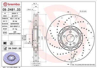 BREMBO 09.D481.33 EAN: 8020584329962.