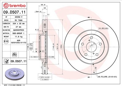 BREMBO 09.D507.11 EAN: 8020584310281.