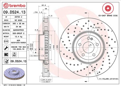 BREMBO 09.D524.13 EAN: 8020584236789.