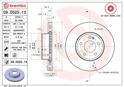 BREMBO 09.D525.13 EAN: 8020584232477.