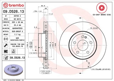 BREMBO 09.D526.13 EAN: 8020584226209.