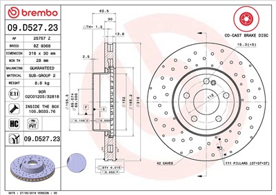 BREMBO 09.D527.23 EAN: 8020584236796.