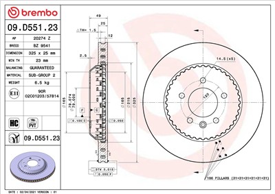 BREMBO 09.D551.23 EAN: 8020584316030.