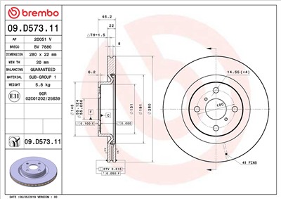 BREMBO 09.D573.11 EAN: 8020584238981.