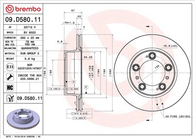 BREMBO 09.D580.11 EAN: 8020584233870.