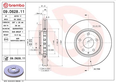 BREMBO 09.D628.11 EAN: 8020584237359.