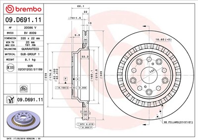 BREMBO 09.D691.11 EAN: 8020584316764.