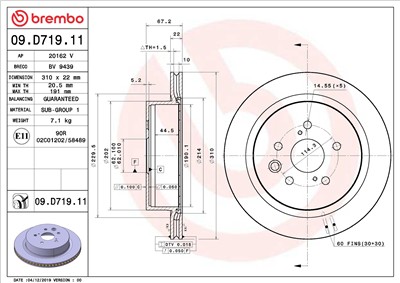 BREMBO 09.D719.11 EAN: 8020584312421.